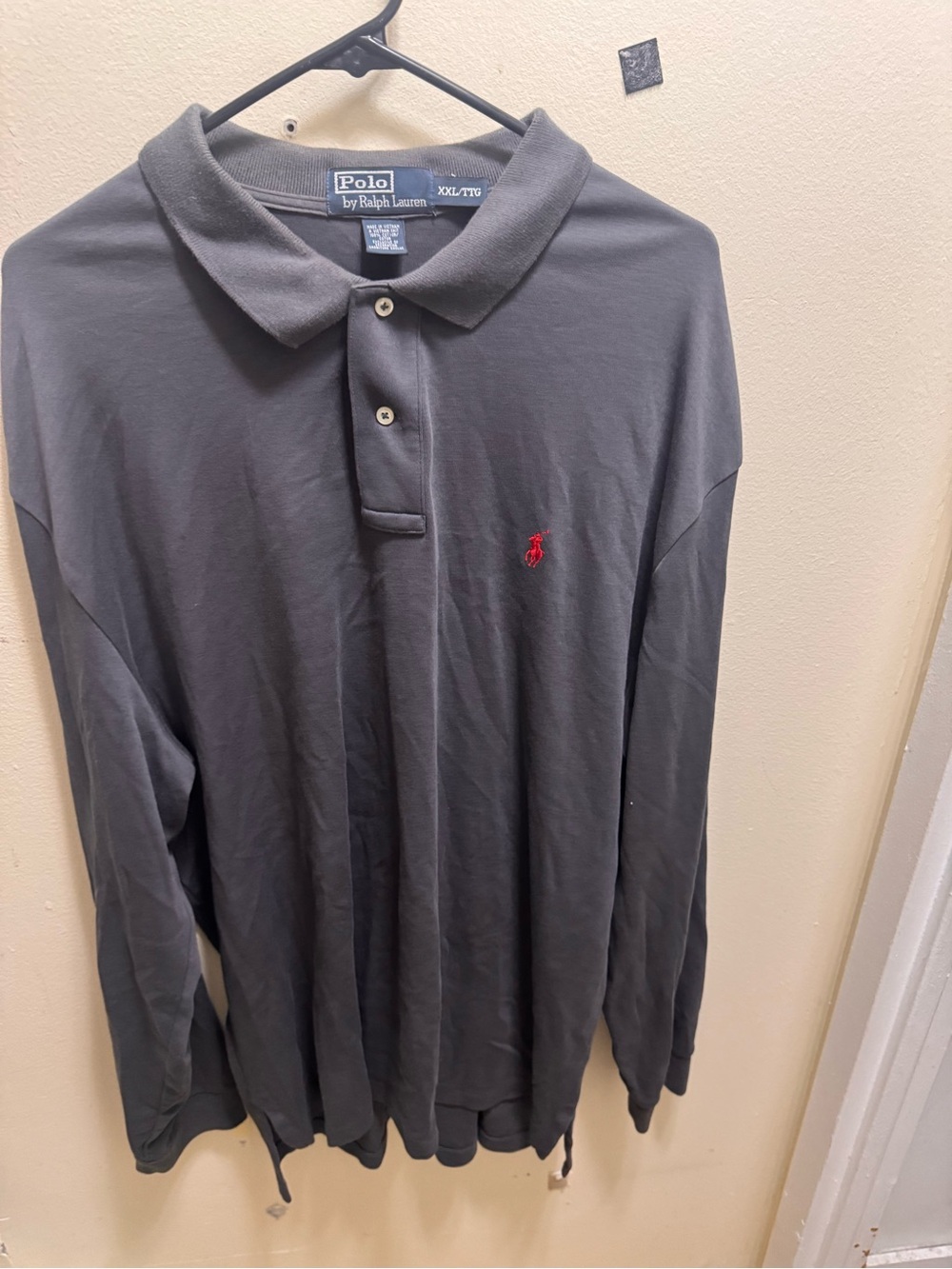 Ralph Lauren Long-Sleeve Polo in Charcoal with Red Pony